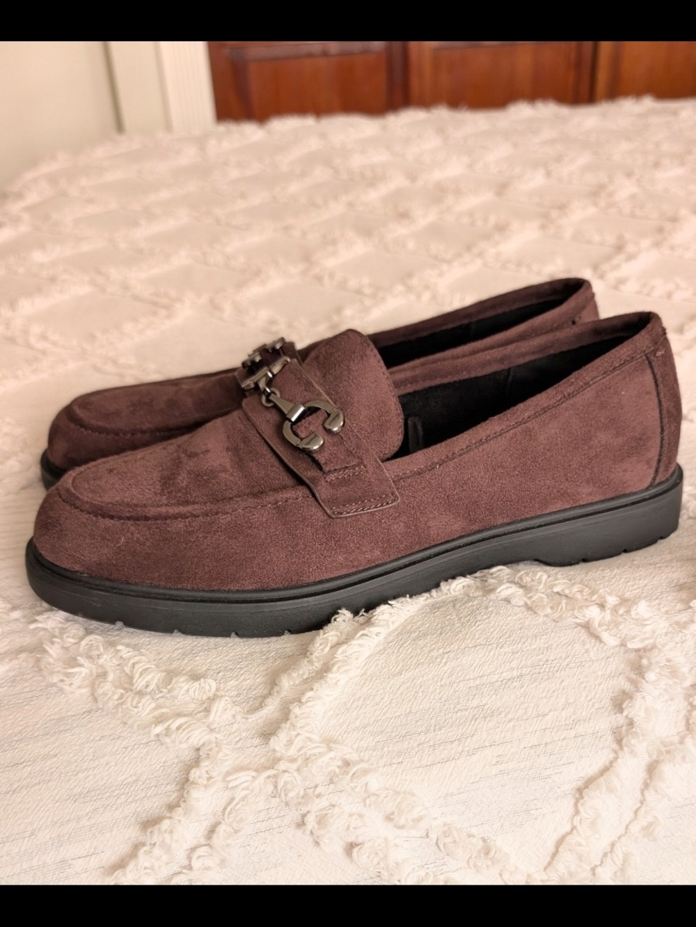 Aerosoles Women's Brown Suede Loafers with Metal Bit Detail